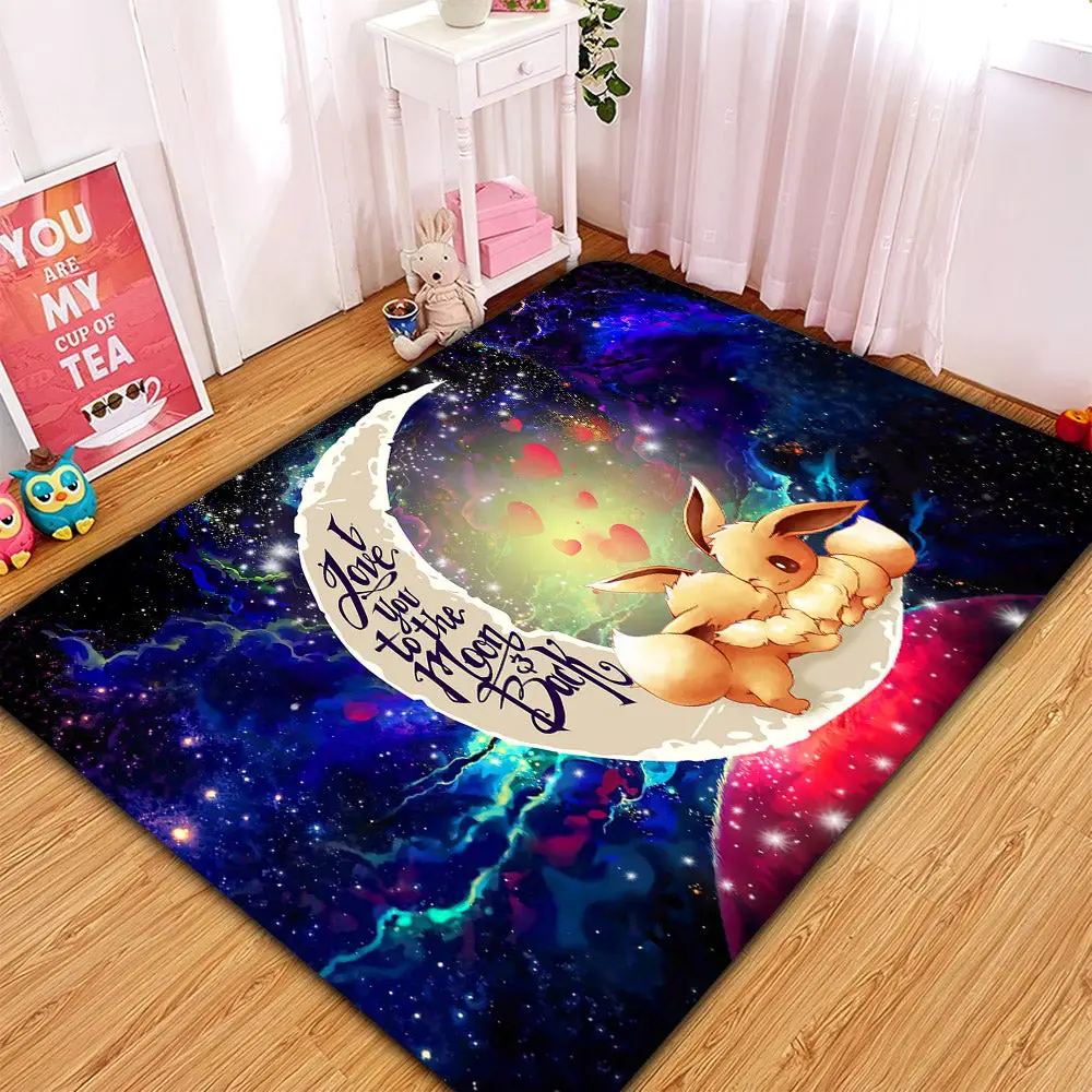 Cute Eevee Couple Love You To The Moon Galaxy Rectangular Area Rug