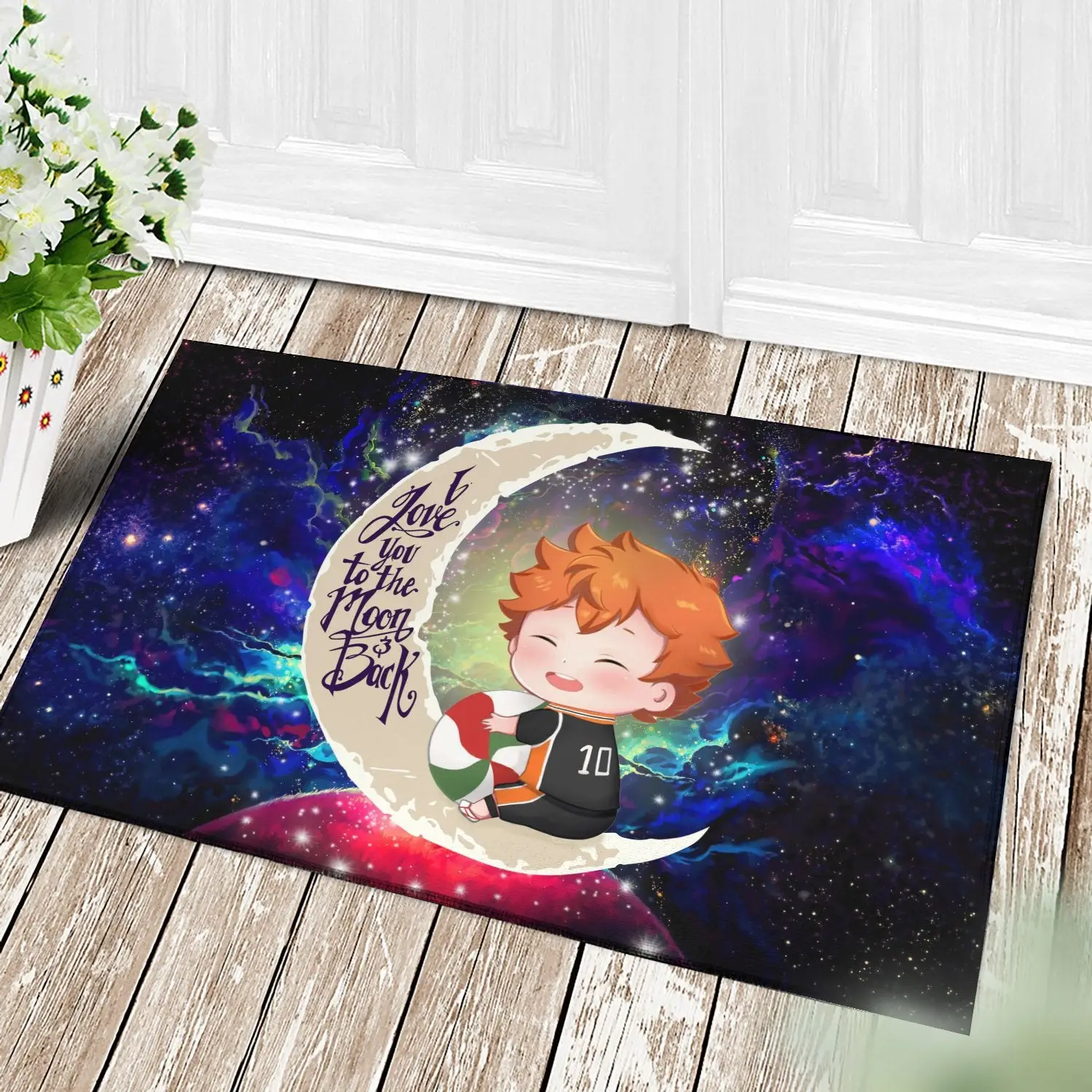 Cute Hinata Haikyuu Love You To The Moon Galaxy Back Doormat Home Decor