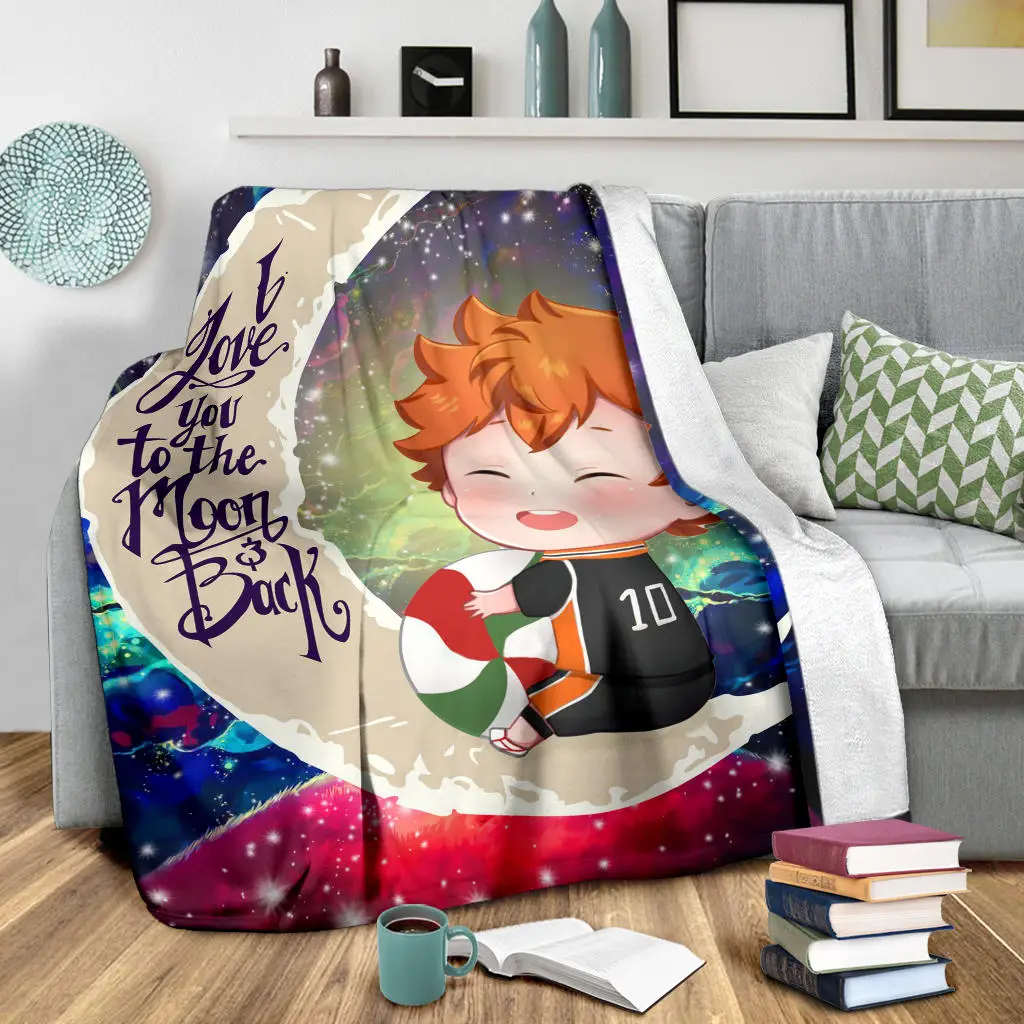 Cute Hinata Haikyuu Love You To The Moon Galaxy Blanket