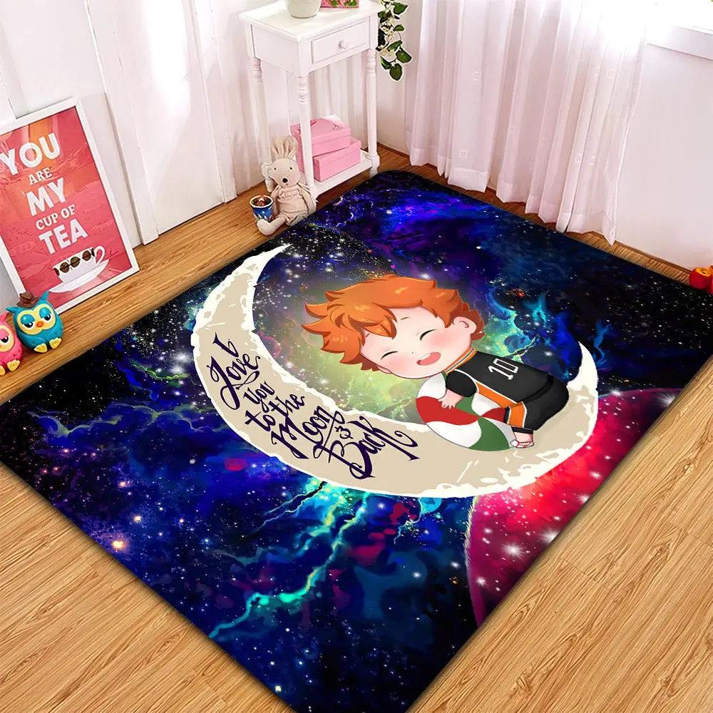 Cute Hinata Haikyuu Love You To The Moon Galaxy Rectangular Area Rug