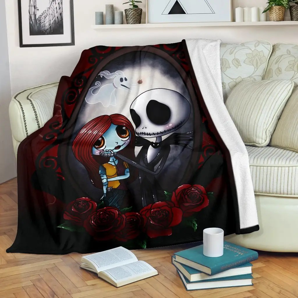 Cute Jack Skellington And Sally Blanket