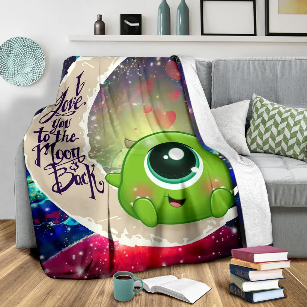 Cute Mike Monster Inc Love You To The Moon Galaxy Blanket