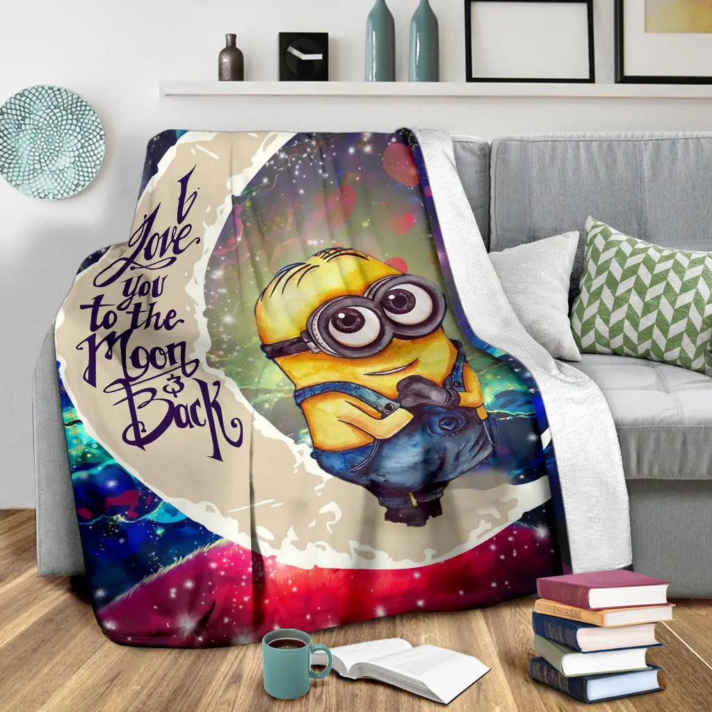 Cute Minions Despicable Me Love You To The Moon Galaxy Blanket