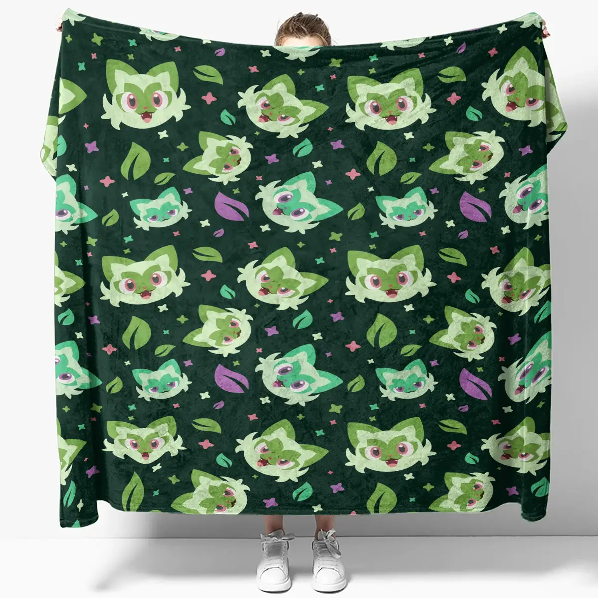 Cute Sprigatito Pattern Pokemon Anime Blanket