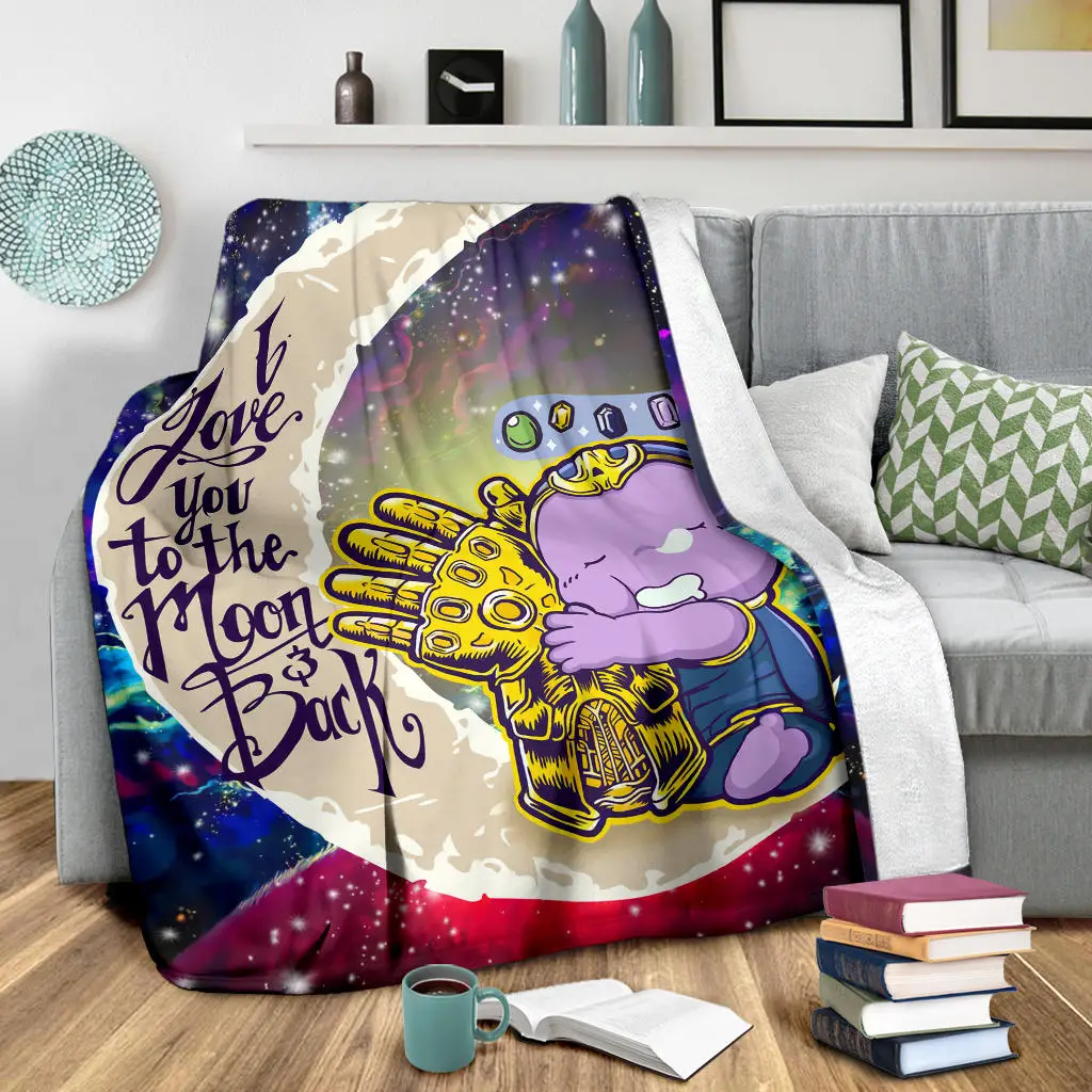 Cute Thanos Love You To The Moon Galaxy Blanket