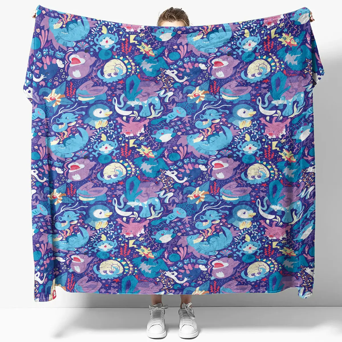 Cute Water Pokemon Ocean Pattern Quilt Blanket - Anime Comforts – Cozy Anime Bedding, Blankets & Home Essentials