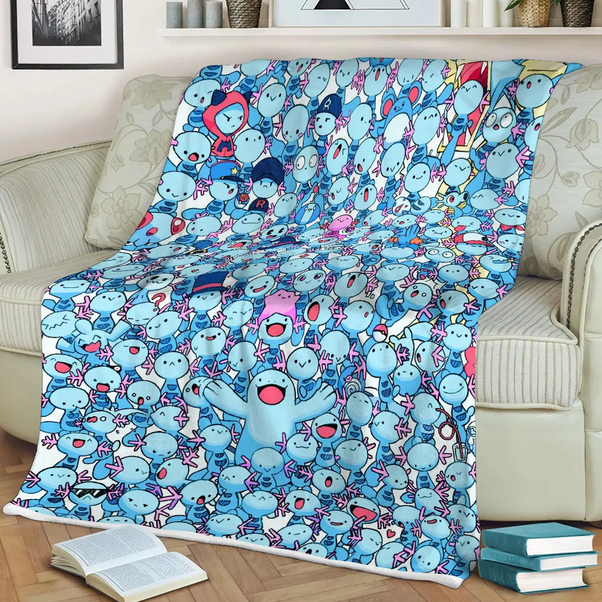 Cute Wooper Pokemon Anime Quilt Blanket – Cozy Blue Cartoon Throw - Anime Comforts – Cozy Anime Bedding, Blankets & Home Essentials