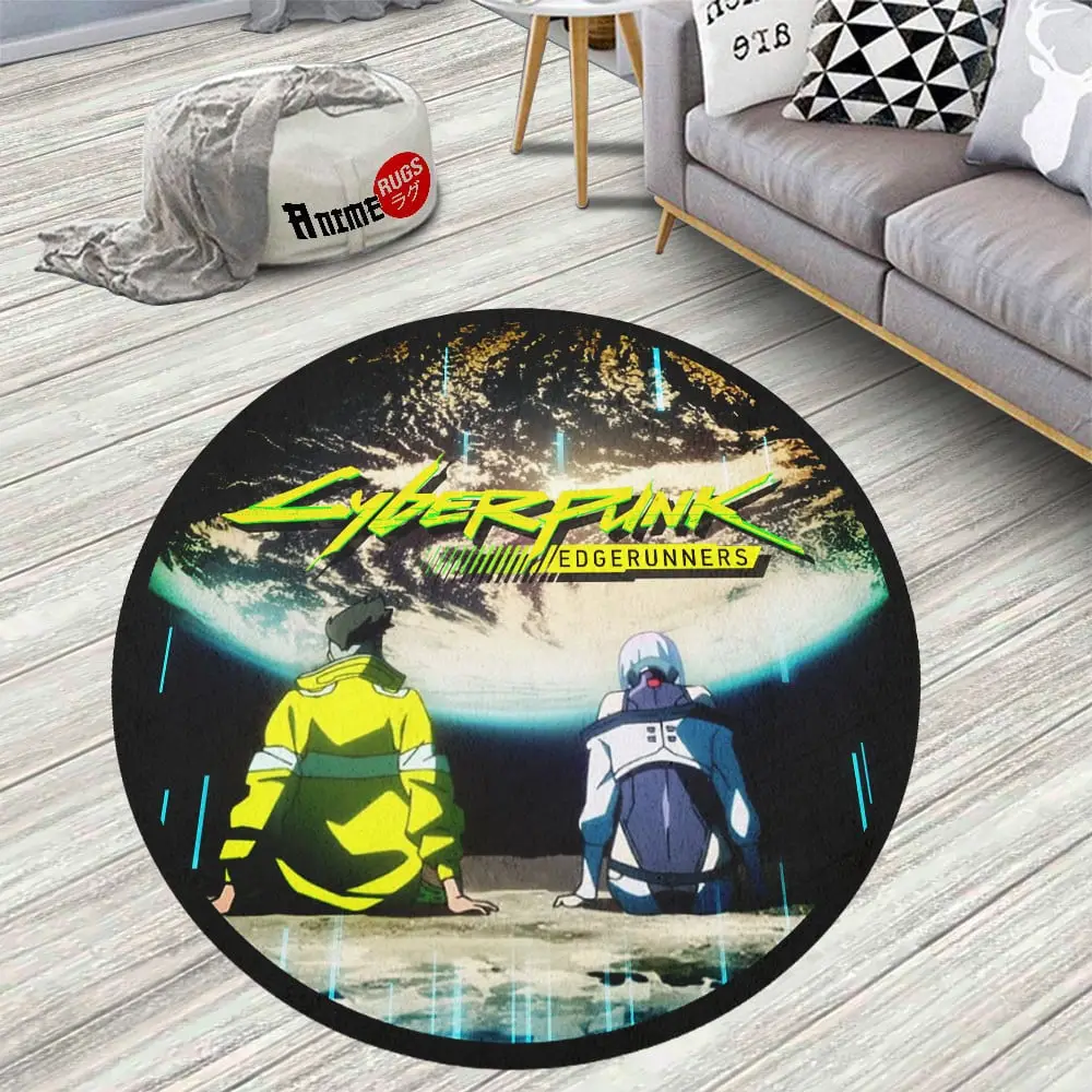 Cyberpunk David And Lucy Edgerunners Skid-Proof Round Rug