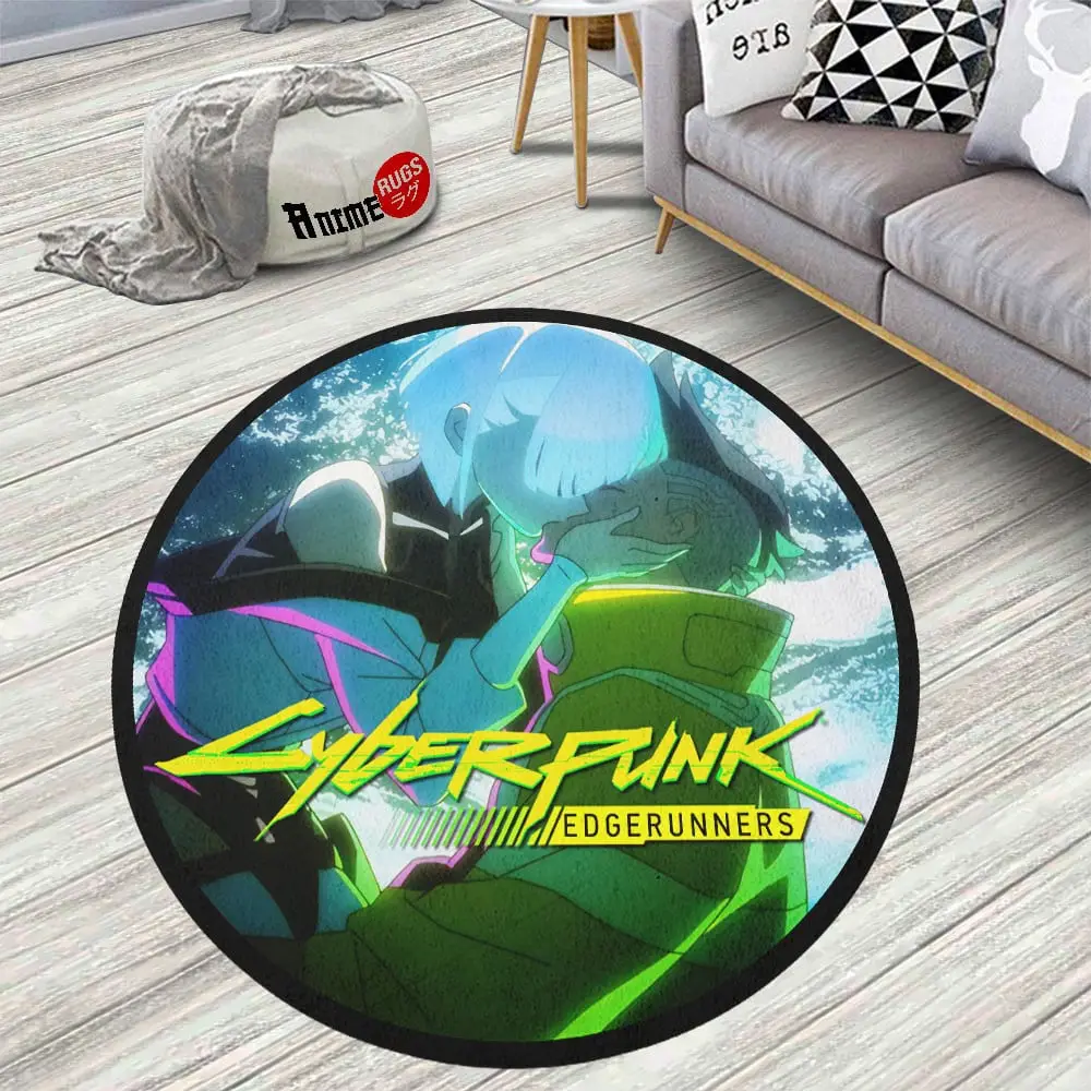 Cyberpunk David And Lucy Skid-Proof Round Rug