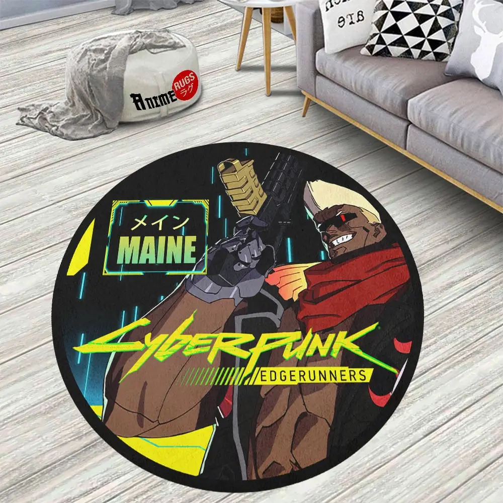 Cyberpunk Edgerunners Maine Skid-Proof Round Rug