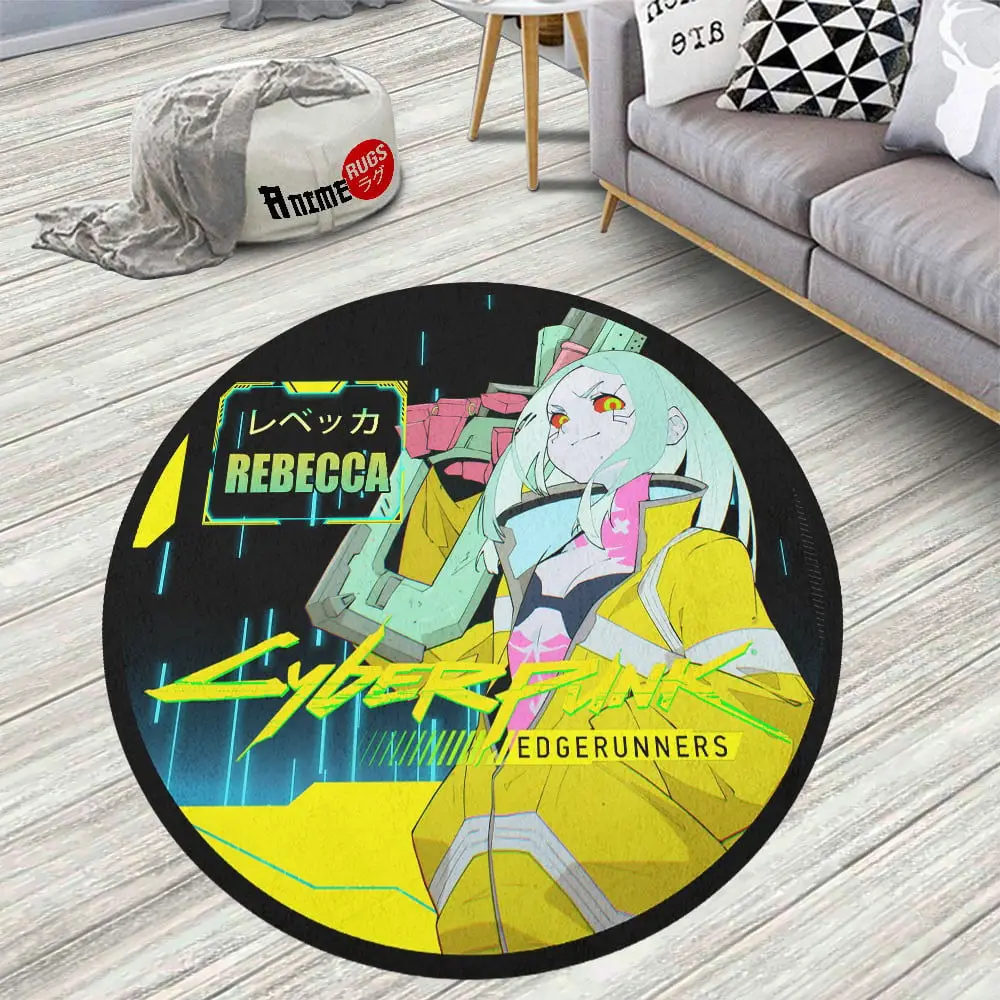 Cyberpunk Edgerunners Rebecca Skid-Proof Round Rug