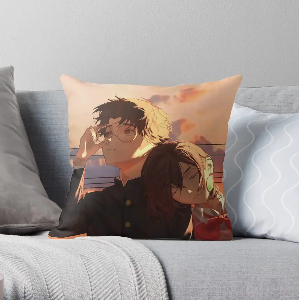 Dan Da Dan Anime Retro Throw Pillow