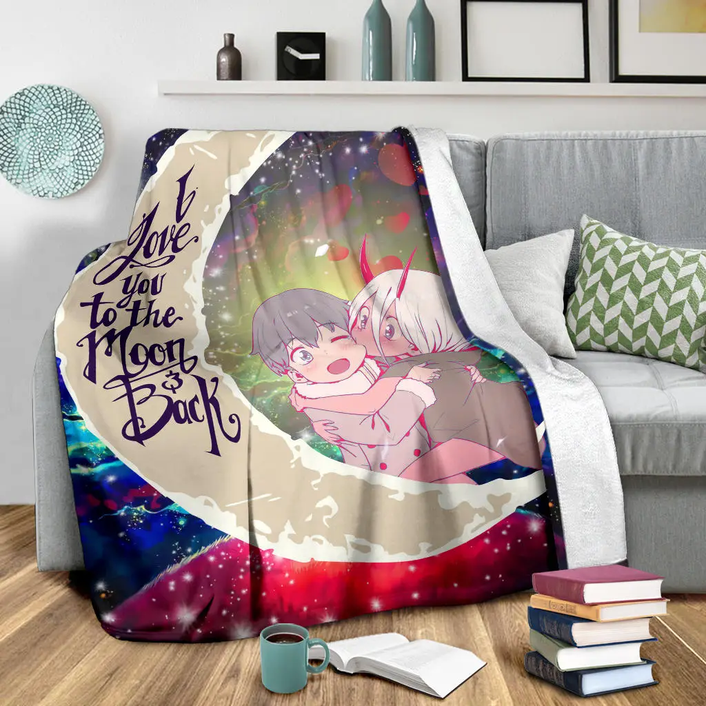 Darling In The Franxx Hiro And Zero Two Love You To The Moon Galaxy Blanket