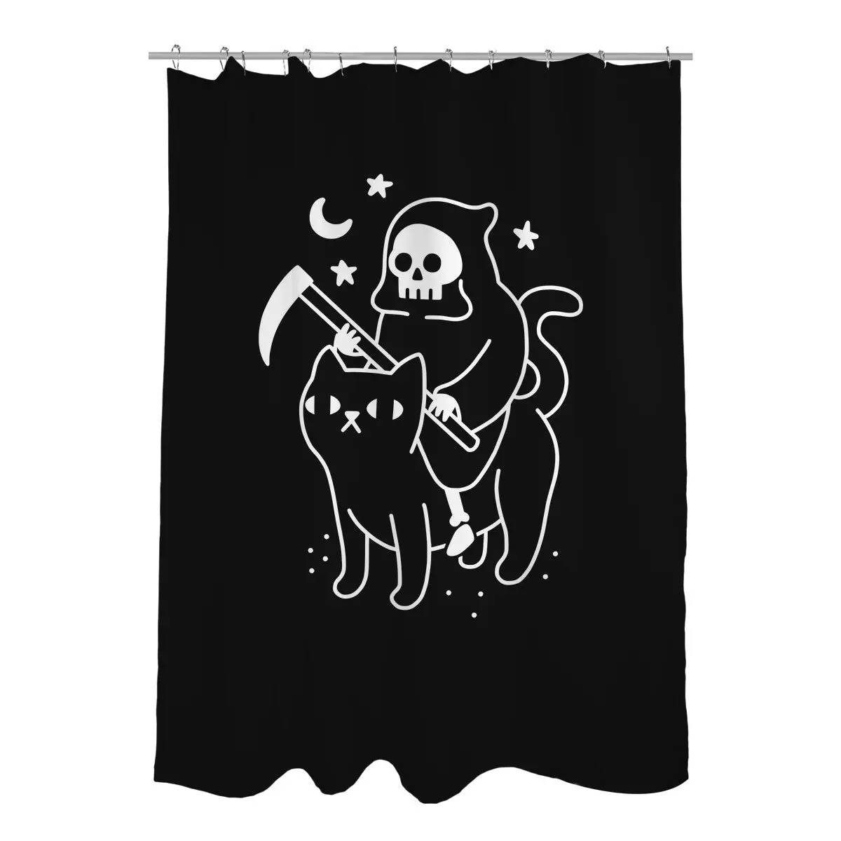 Death Rides A Black Cat Shower Curtains