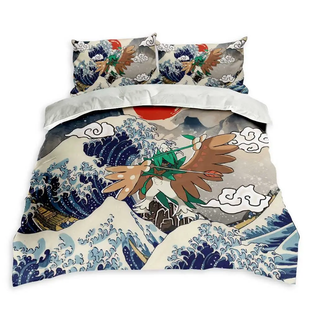 Decidueye Bedding Set Kanagawa Great Wave Custom