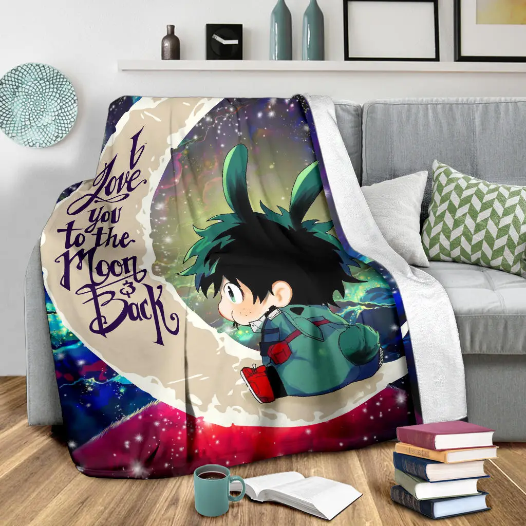 Deku My Hero Academia Anime Love You To The Moon Galaxy Blanket