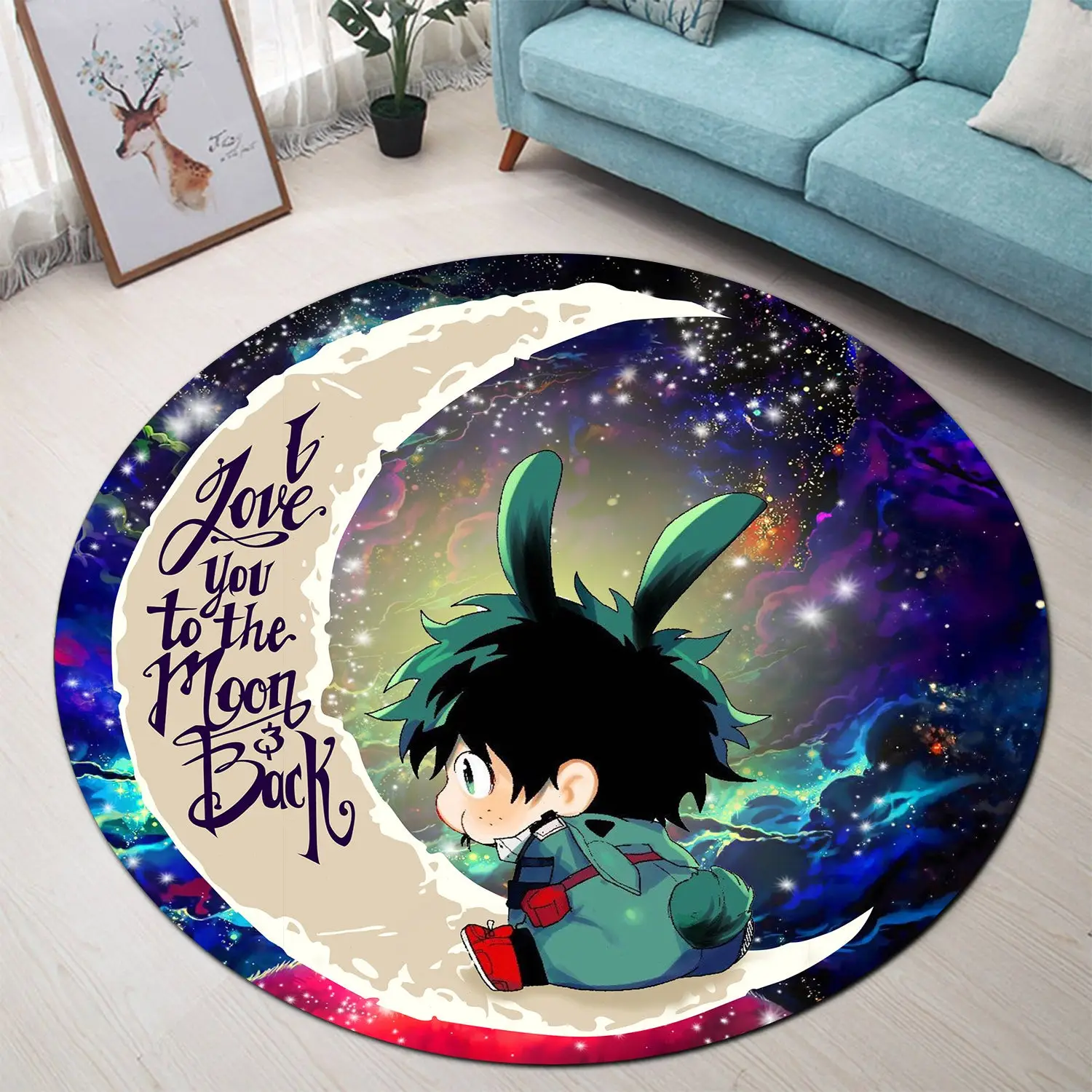 Deku My Hero Academia Anime Love You To The Moon Galaxy Round Rug
