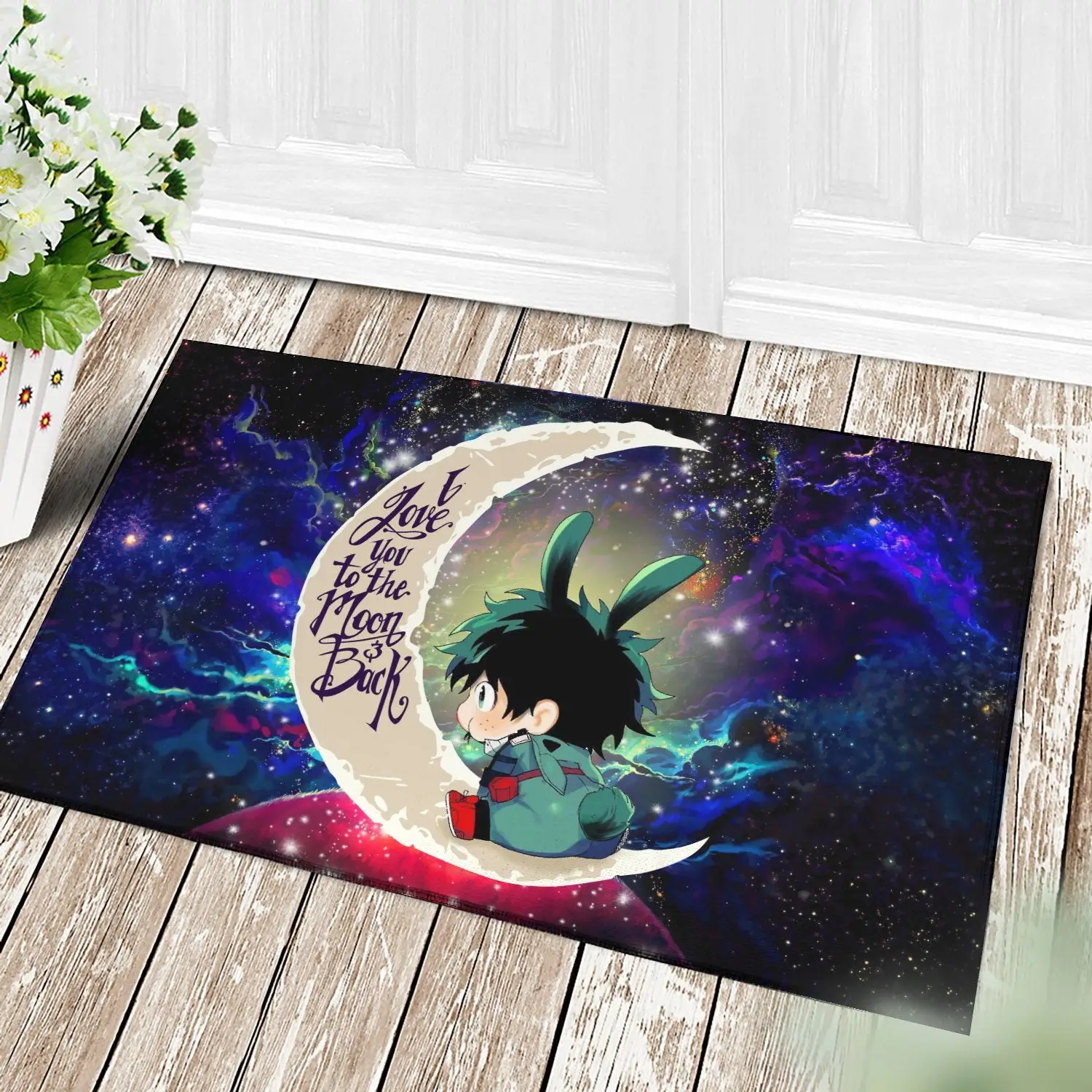 Deku My Hero Academia AnimeLove You To The Moon Galaxy Back Doormat Home Decor