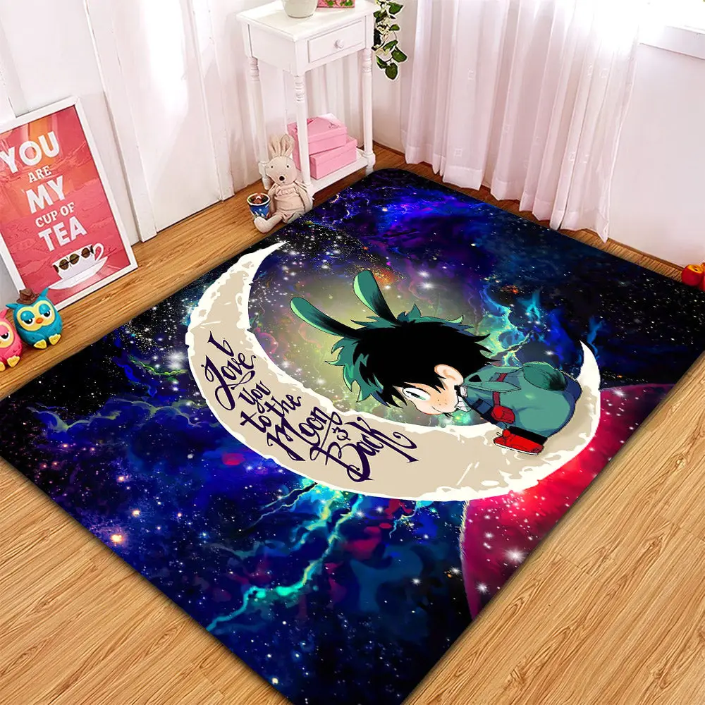 Deku My Hero Academia AnimeLove You To The Moon Galaxy Rectangular Area Rug
