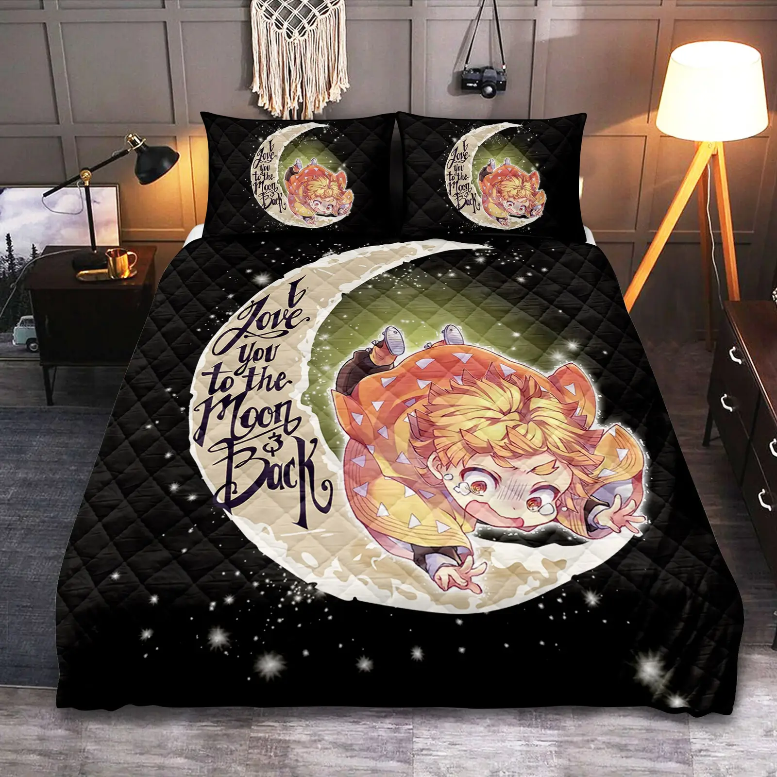 Demon Slayer To The Moon Quilt Bed Sets