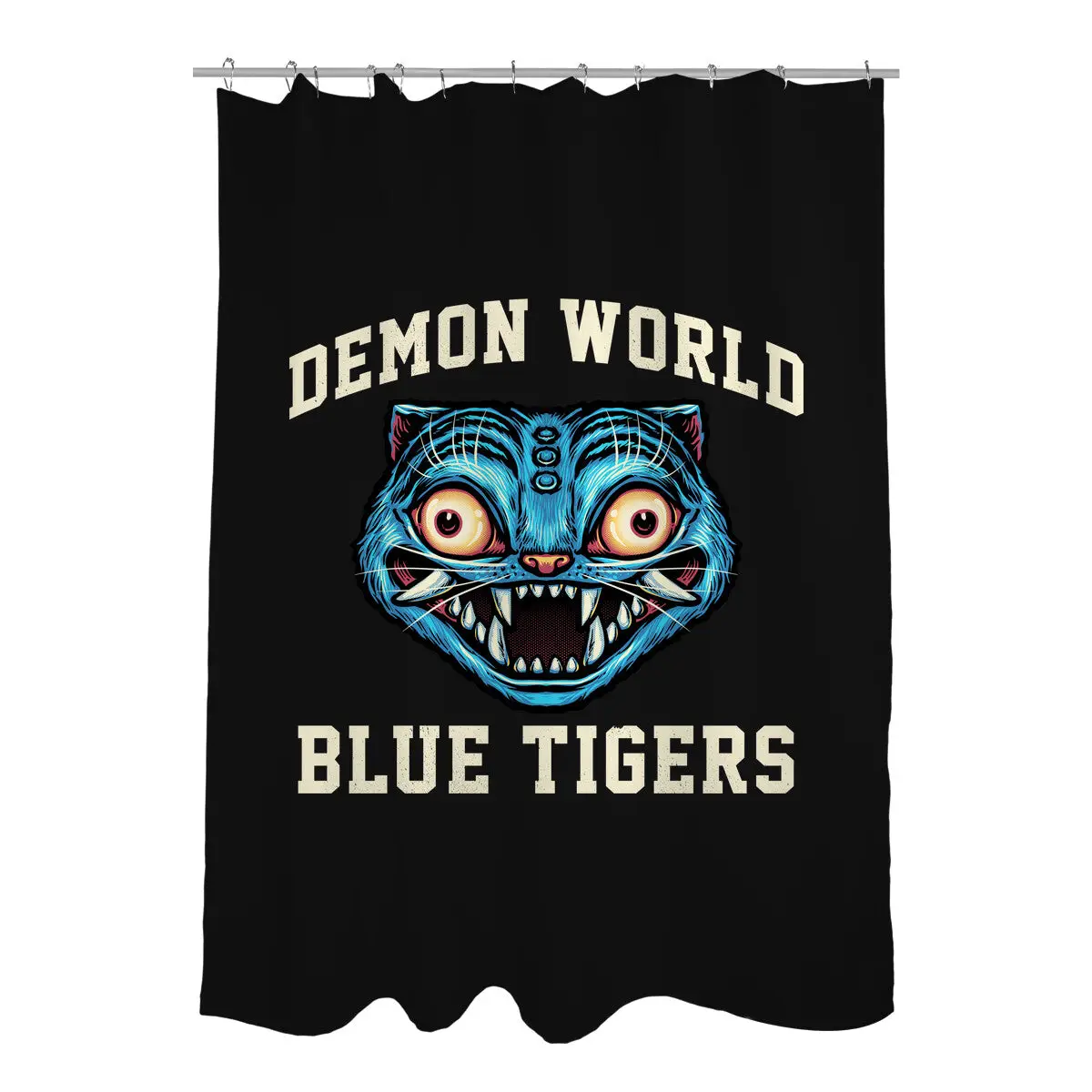 Demon World Blue Tigers Shower Curtains