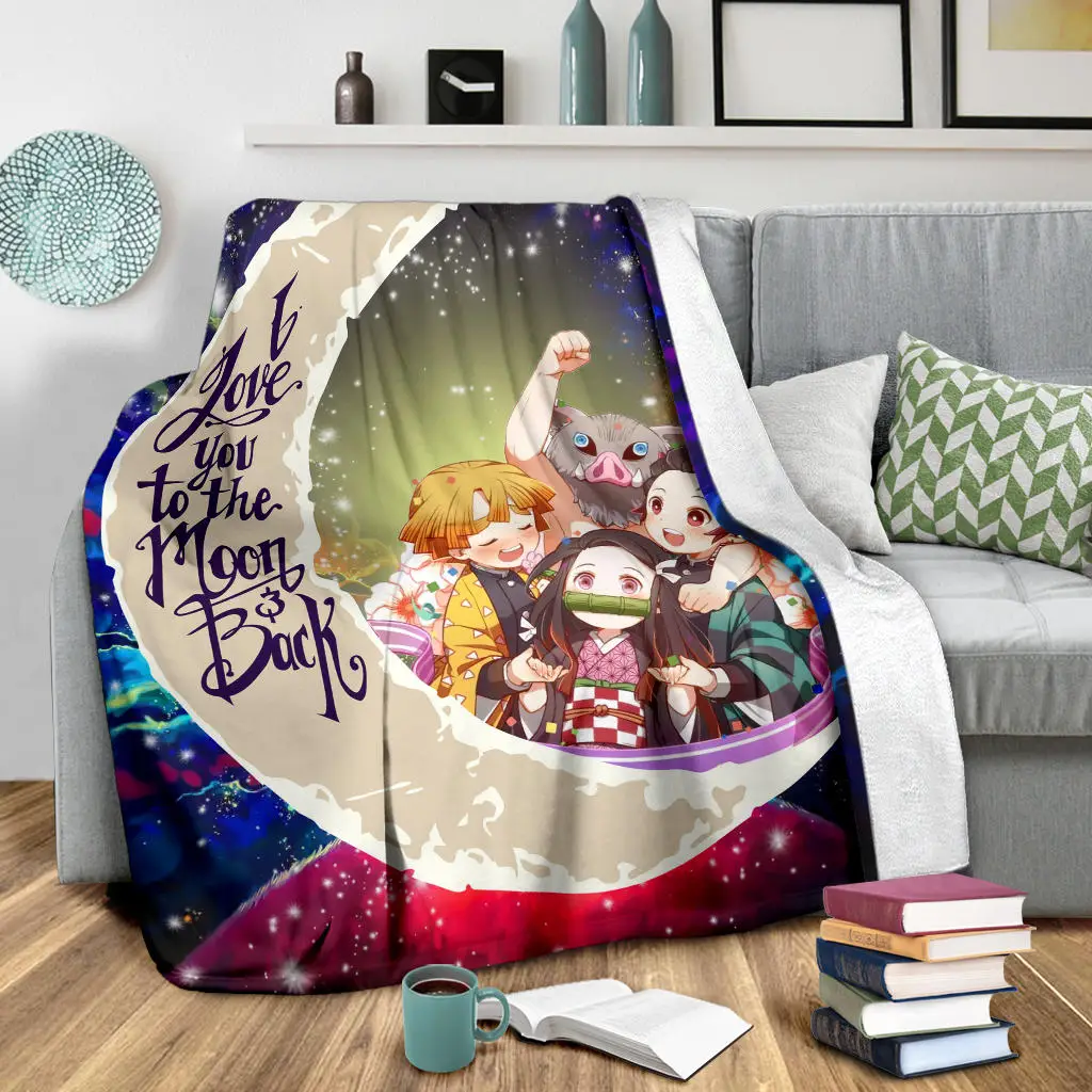 Demond Slayer Team Love You To The Moon Galaxy Blanket