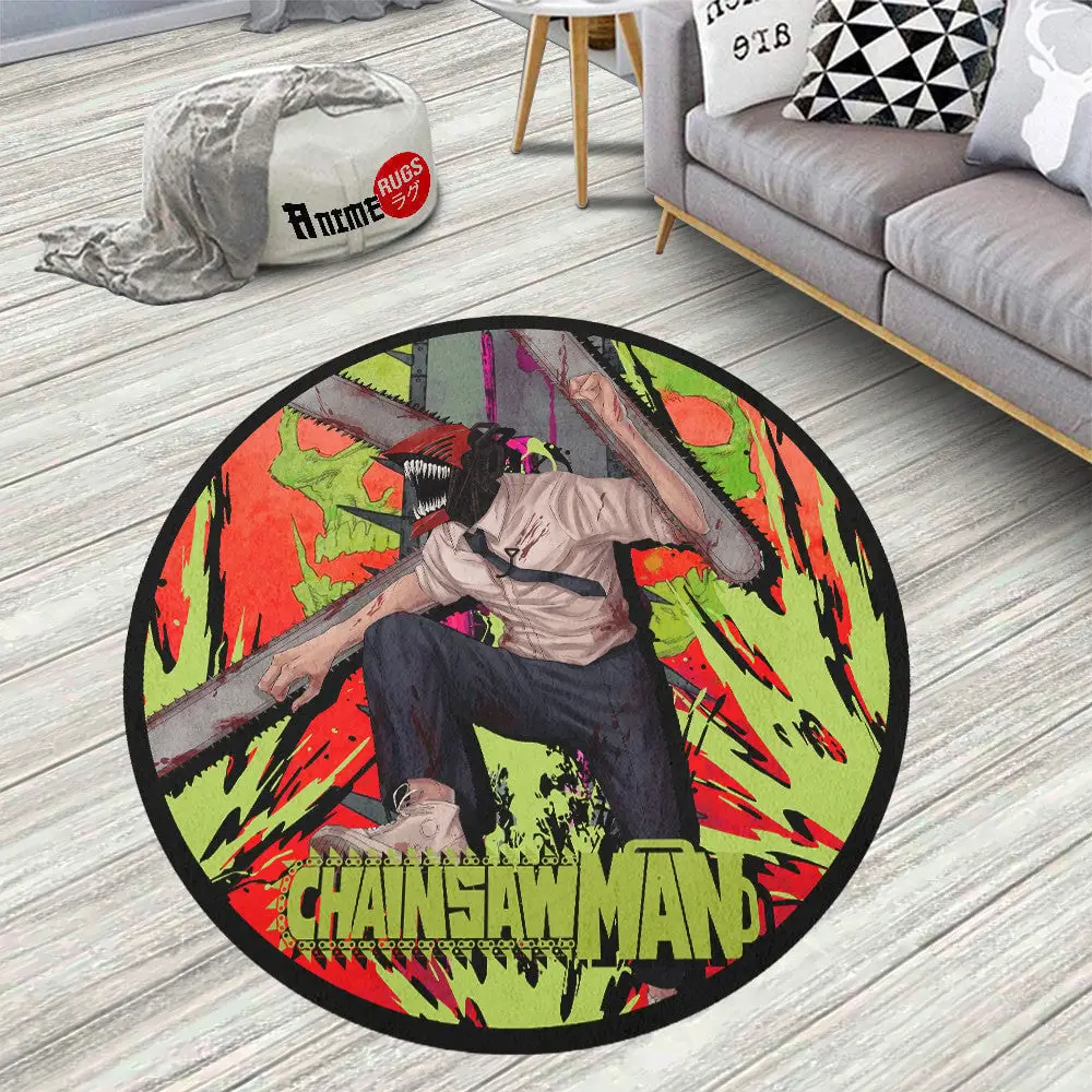 Denji Round Rug Custom Chainsaw