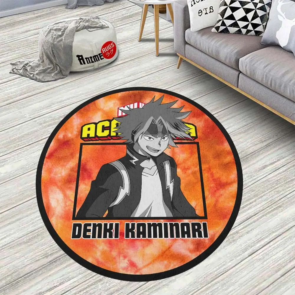 Denki Kaminari Round Rug Custom Tie Dye Style Anime Room Mats