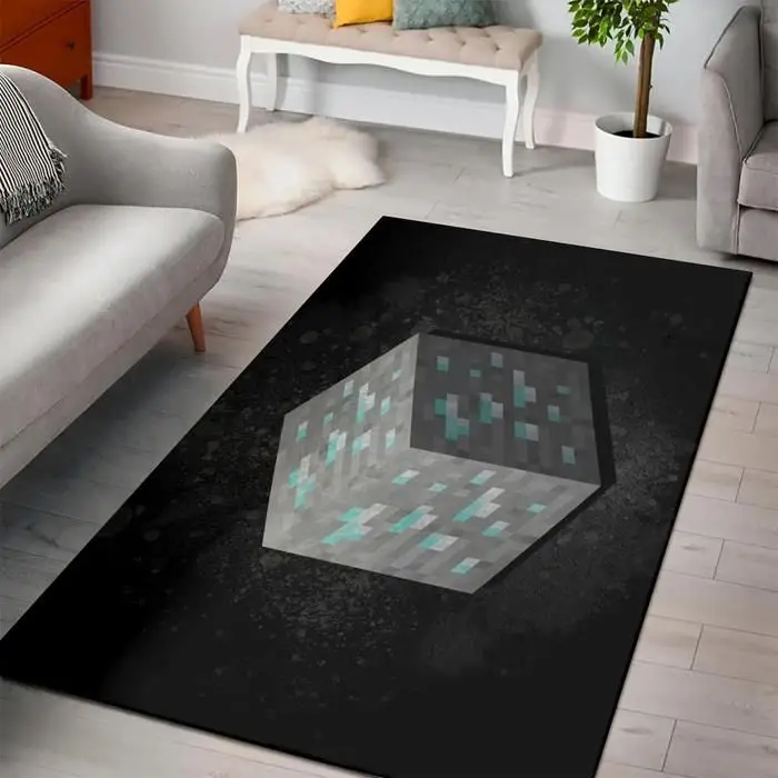 Diamond Ore Minecraft Bedroom Area Rug Design