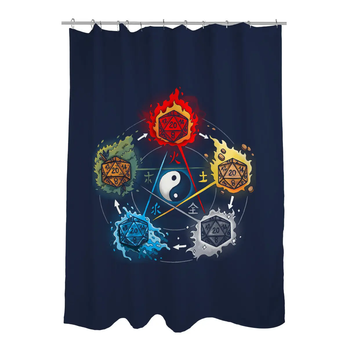 Dice Elements Shower Curtains