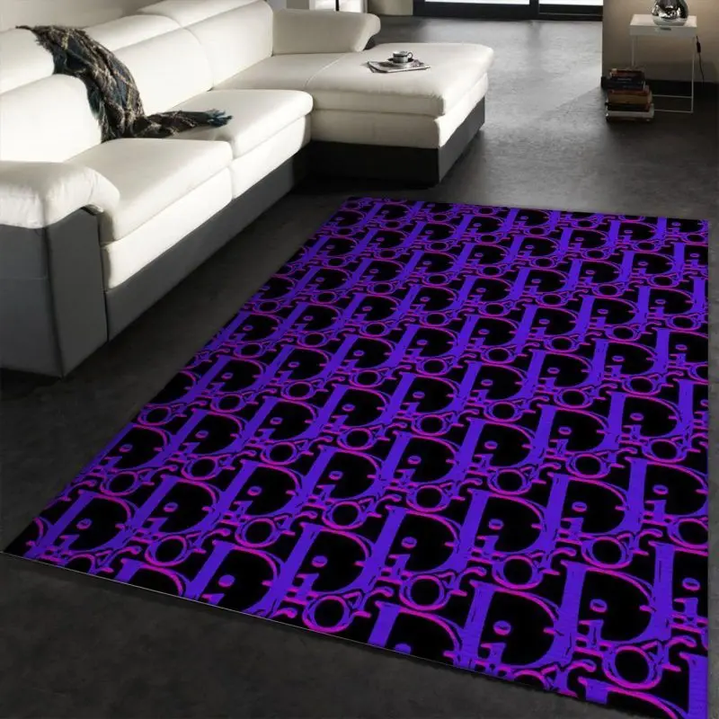 Dior Logo Violet Area Carpet Rug