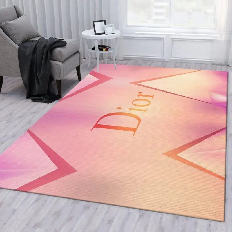 Dior Pink Background Area Carpet Rug