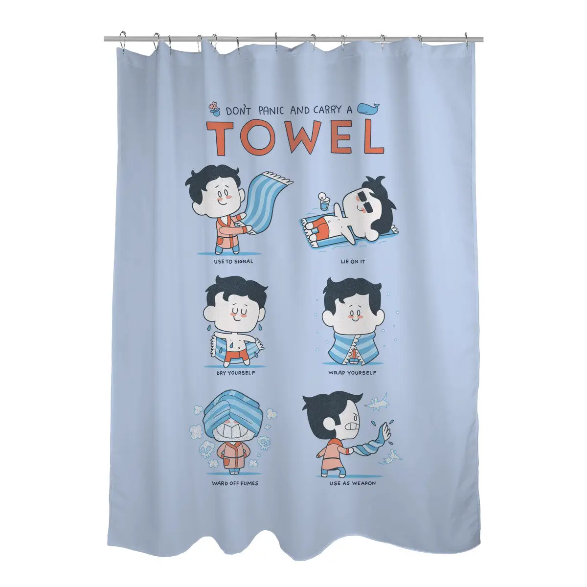 Don't Panic And Carry A Towel Shower Curtains