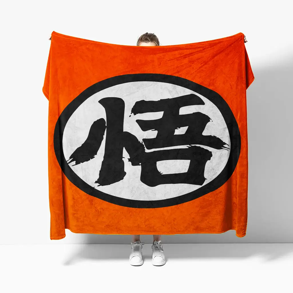Dragon Ball Goku Kanji Symbol Blanket Orange Flannel Fleece