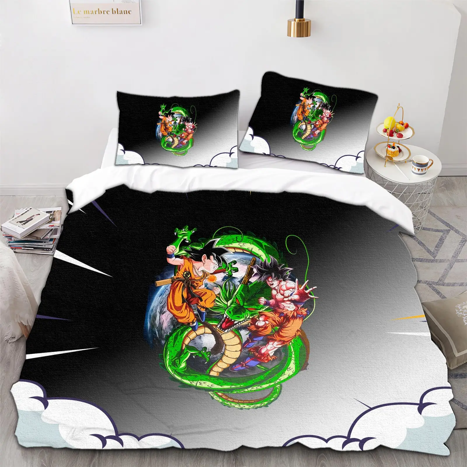 Dragon Ball Z Bedding Goku Duvet Cover Black Blue Green Quilted Pillowcase Bedspread