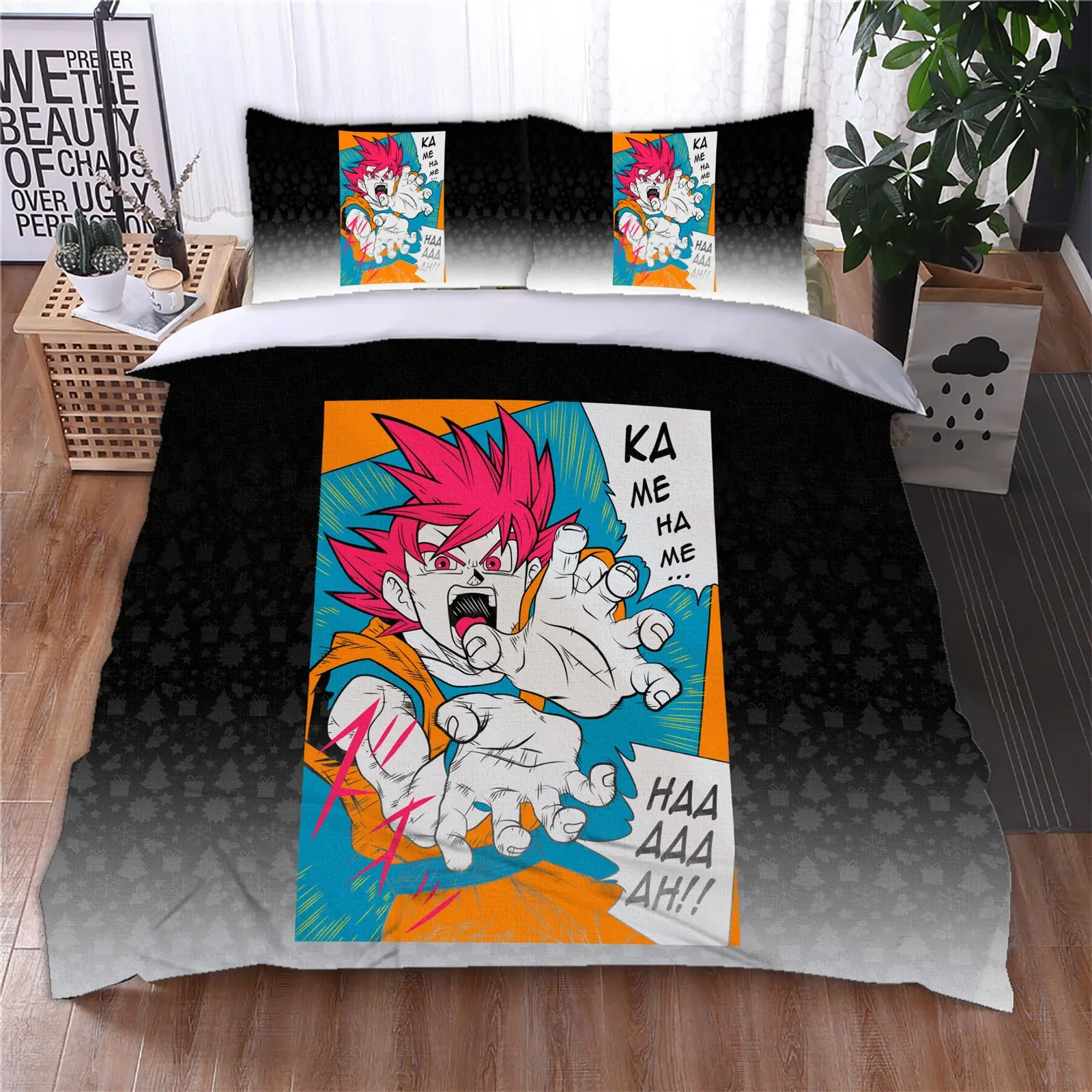 Dragon Ball Z Bedding Goku Duvet Cover Black Blue Orange Quilted Pillowcase Bedspread