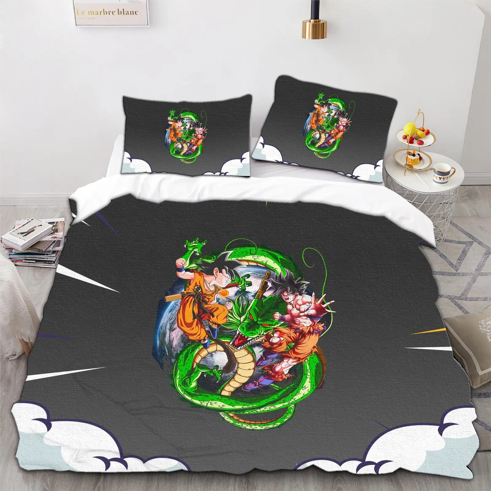Dragon Ball Z Bedding Goku Duvet Cover Grey Purple Quilted Pillowcase Bedspread