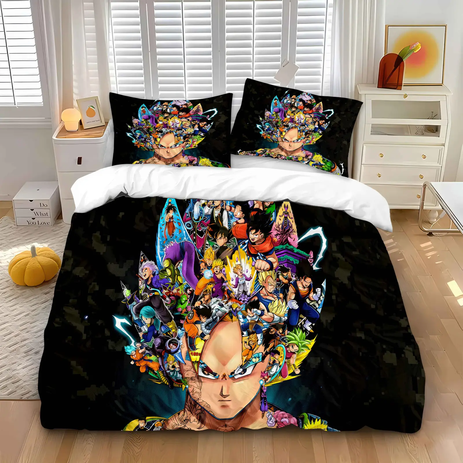 Dragon Ball Z Collage Anime Bedding Set – Goku Vegeta Characters Duvet Cover