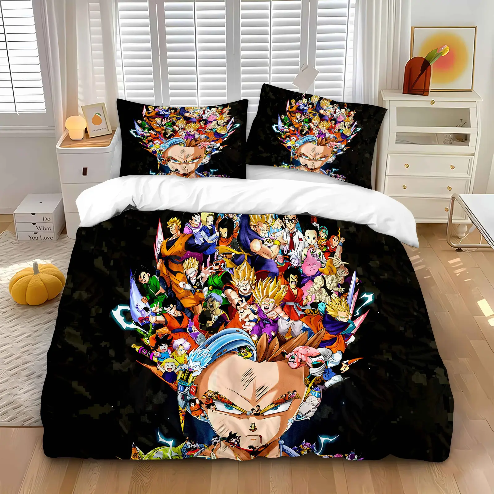 Dragon Ball Z Full Character Explosion Bedding Set – Vegeta Goku Anime Duvet Cover