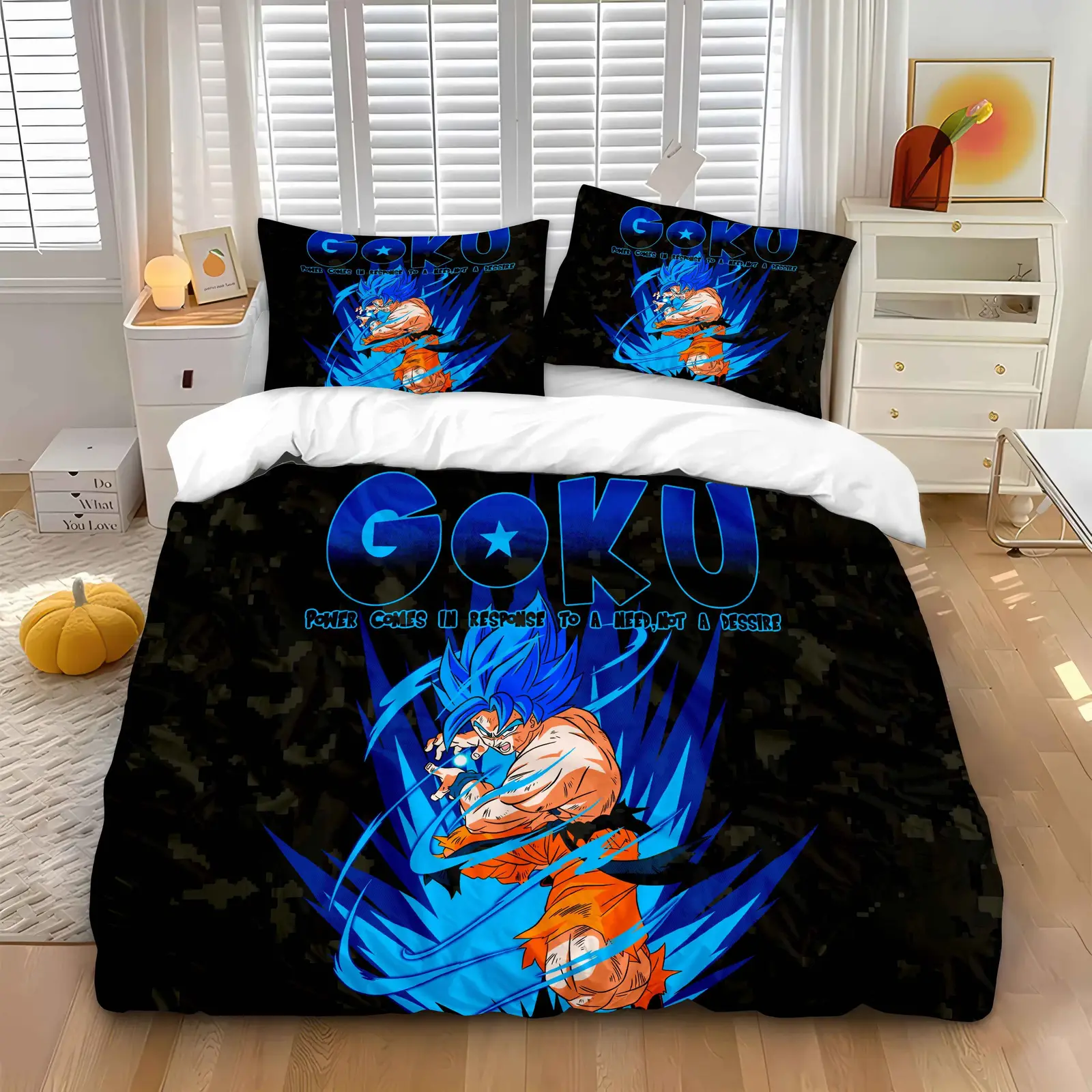 Dragon Ball Z Goku Blue Anime Bedding Set – Super Saiyan Blue Duvet Cover