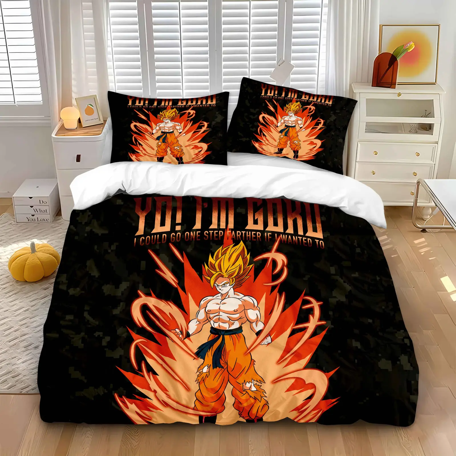 Dragon Ball Z Goku Quote Anime Bedding Set – “Yo! I’m Goku” Duvet Cover