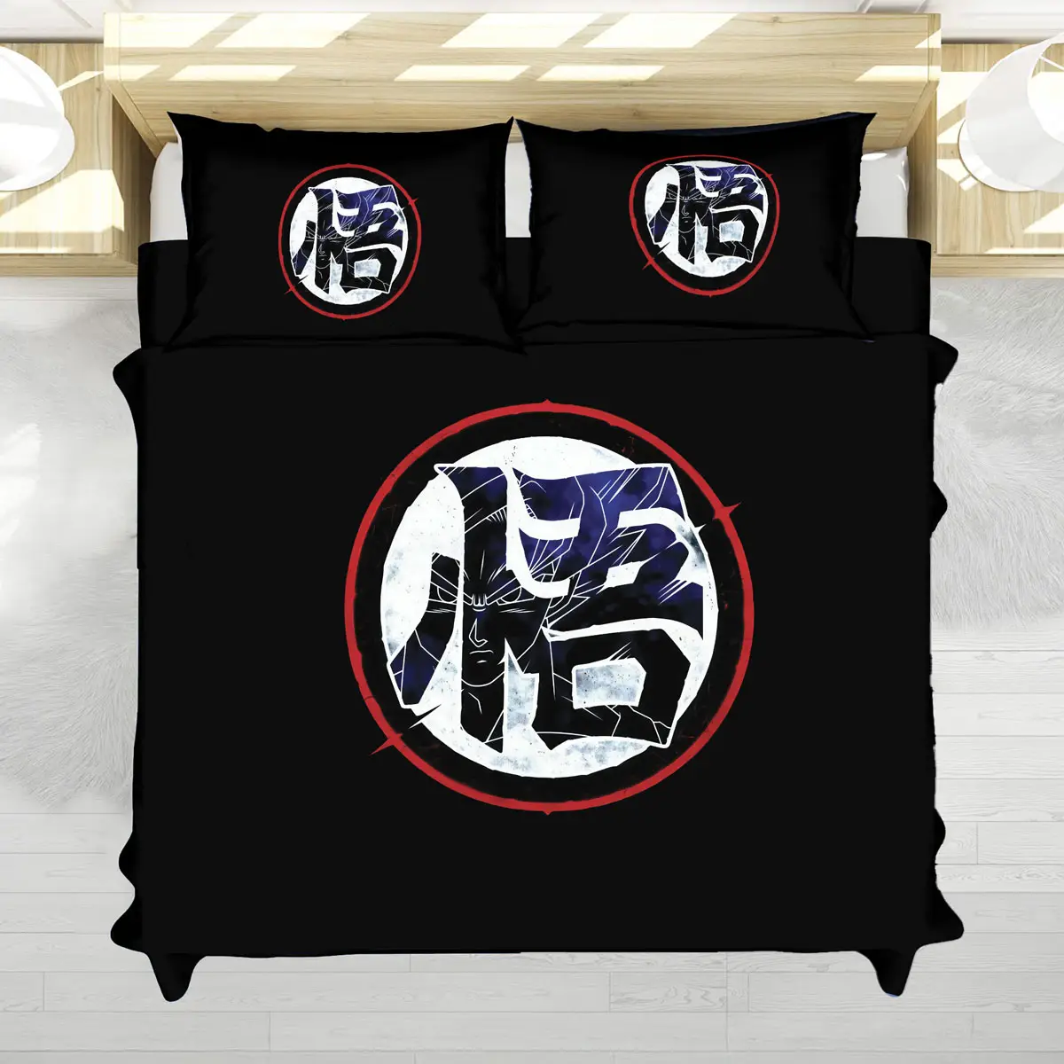 Dragon Ball Z Kanji Go Symbol Black Bed Set