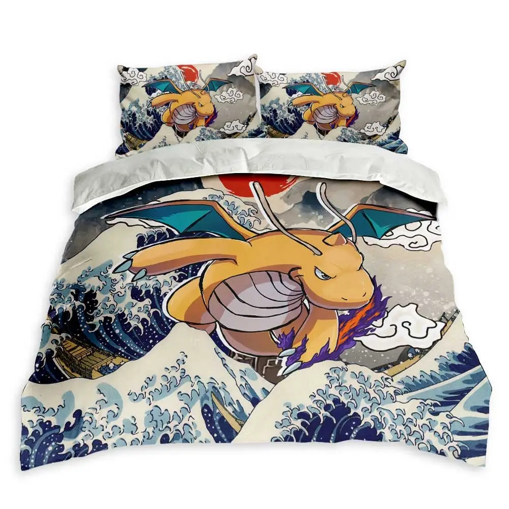 Dragonite Bedding Set Kanagawa Great Wave Custom