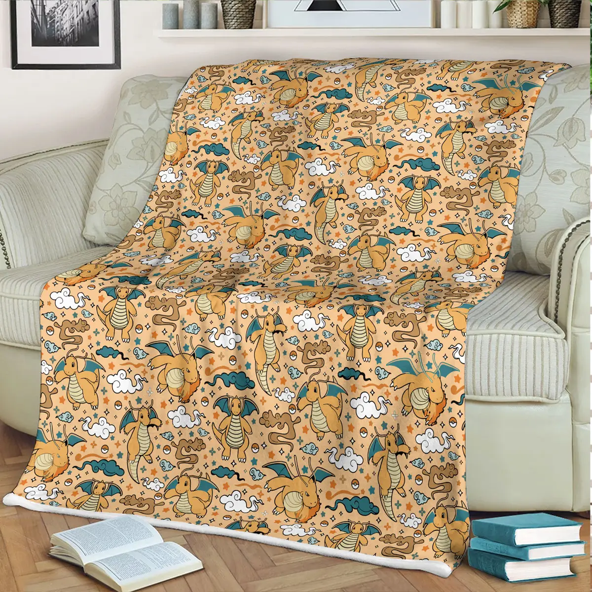 Dragonite Pokemon Anime Quilt Blanket – Cozy Orange Throw - Anime Comforts – Cozy Anime Bedding, Blankets & Home Essentials