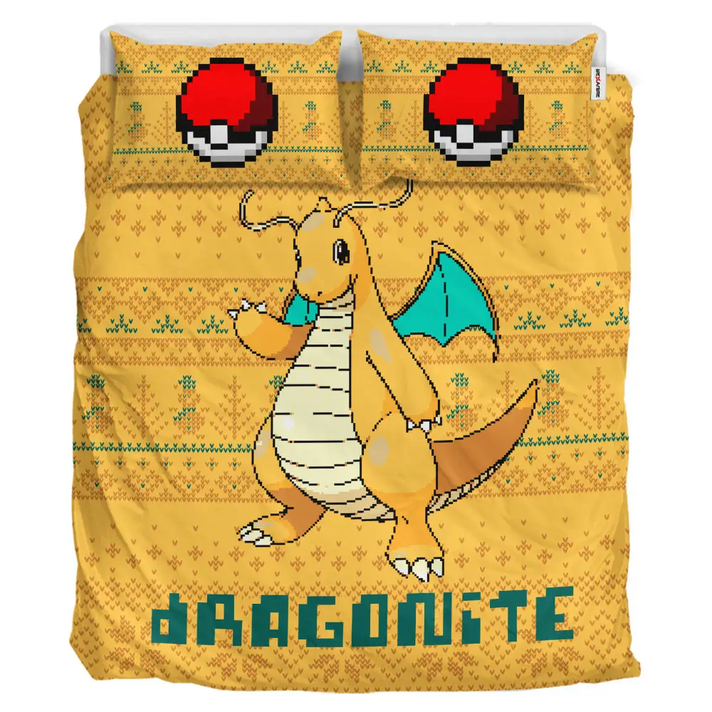 Dragonite Xmas Polyester Duvet Cover Set