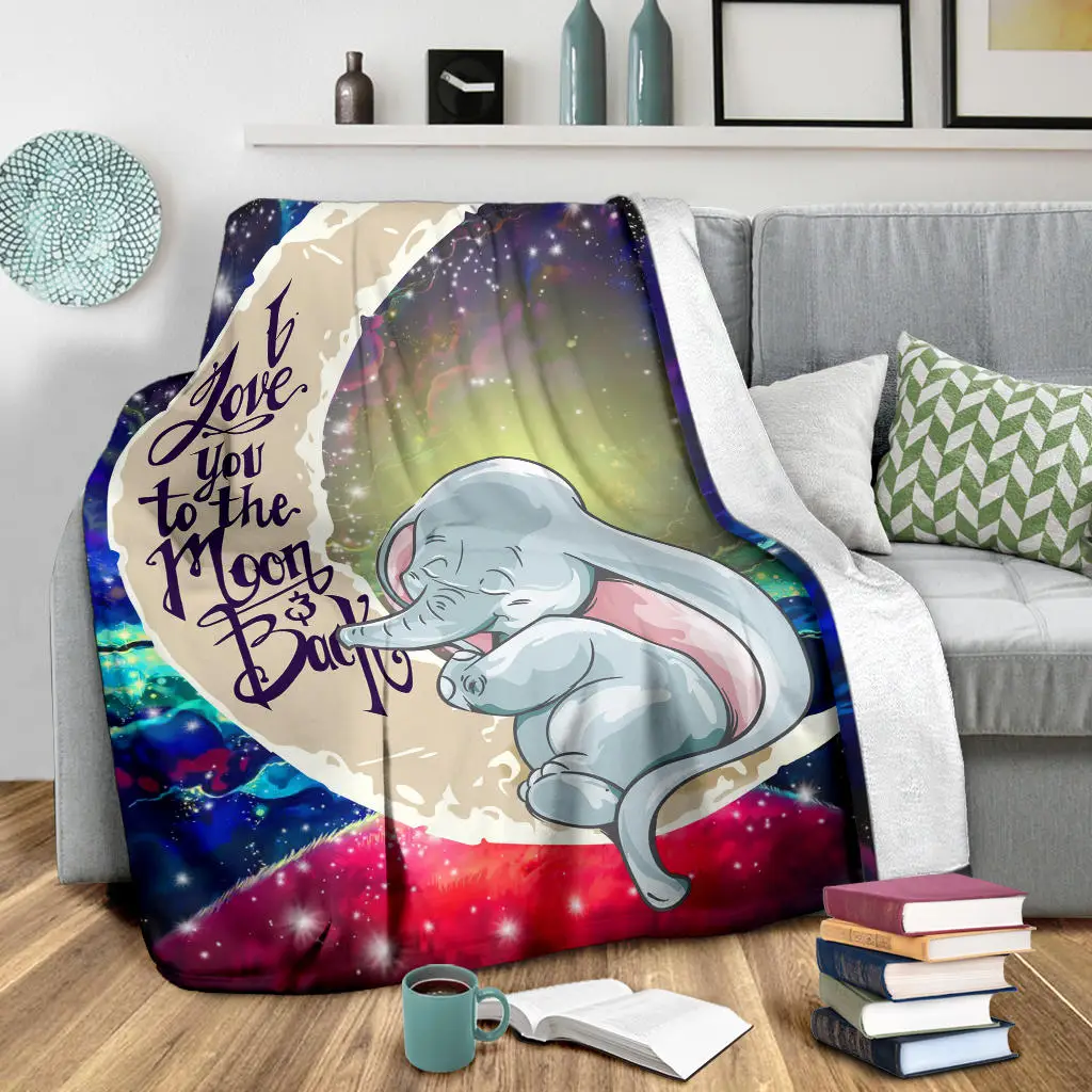 Dumbo Elephant Love You To The Moon Galaxy Blanket