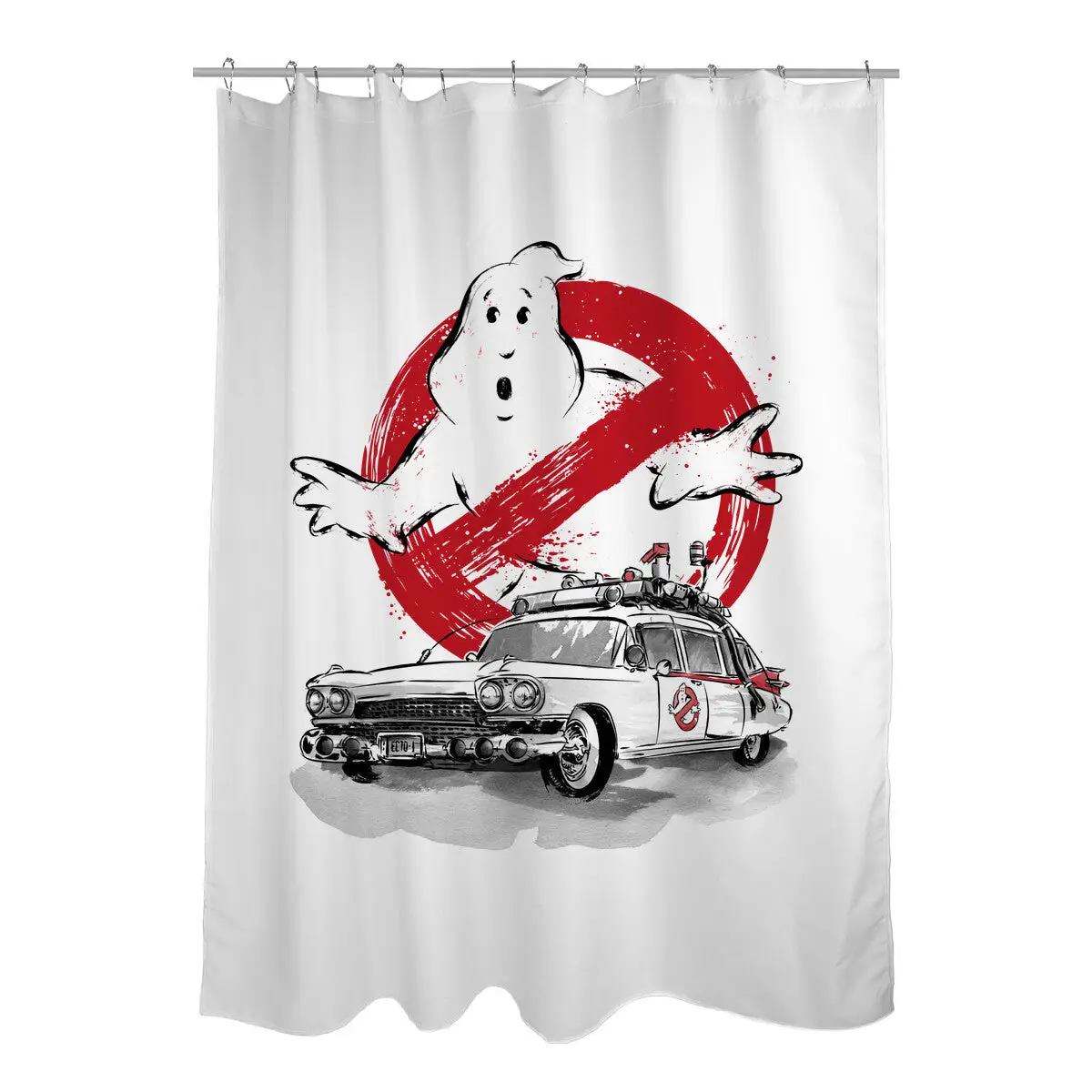 Ecto-1 Sumi-E Shower Curtains