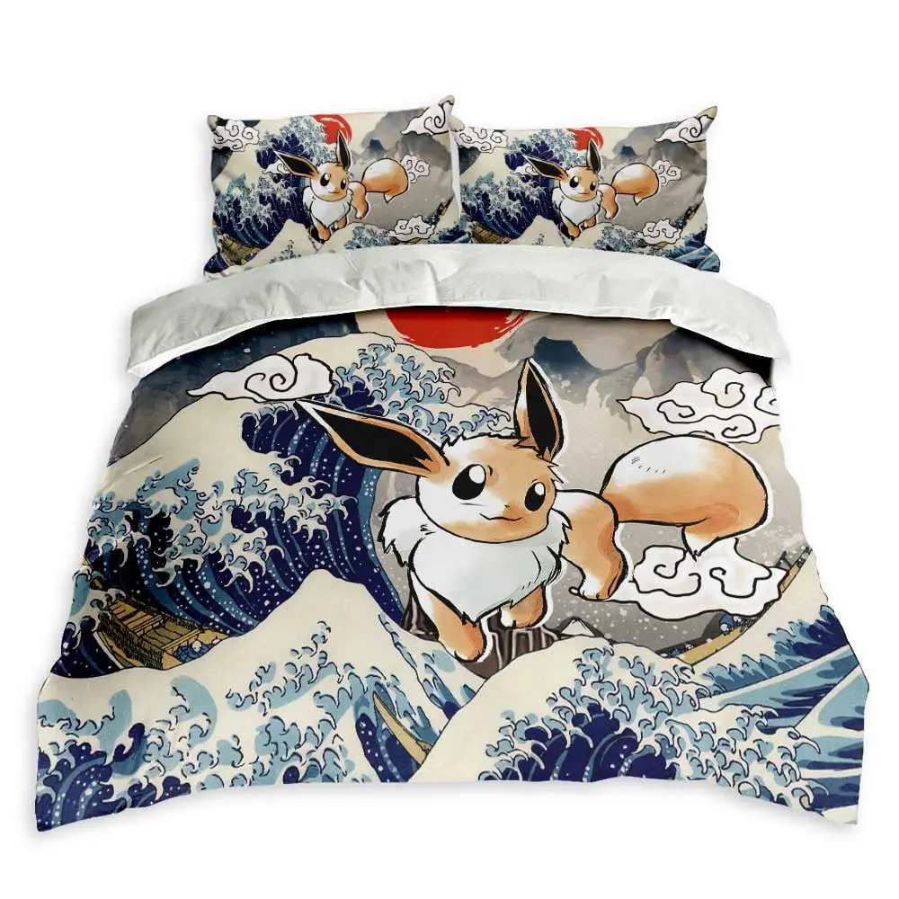 Eevee Bedding Set Kanagawa Great Wave Custom