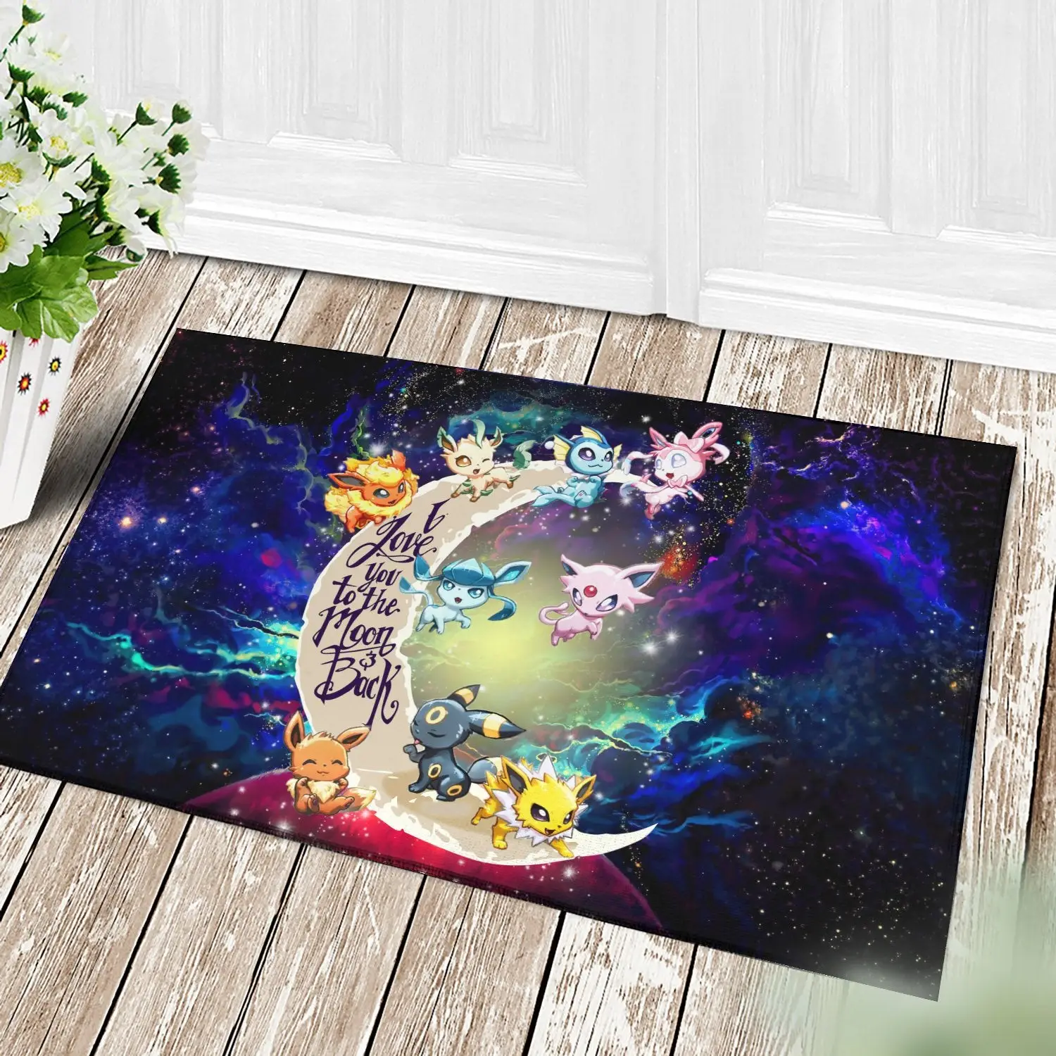 Eevee Evolution Love You To The Moon Galaxy Back Doormat Home Decor
