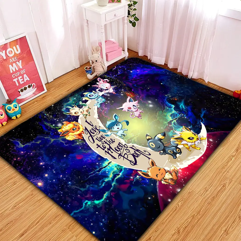 Eevee Evolution Love You To The Moon Galaxy Rectangular Area Rug